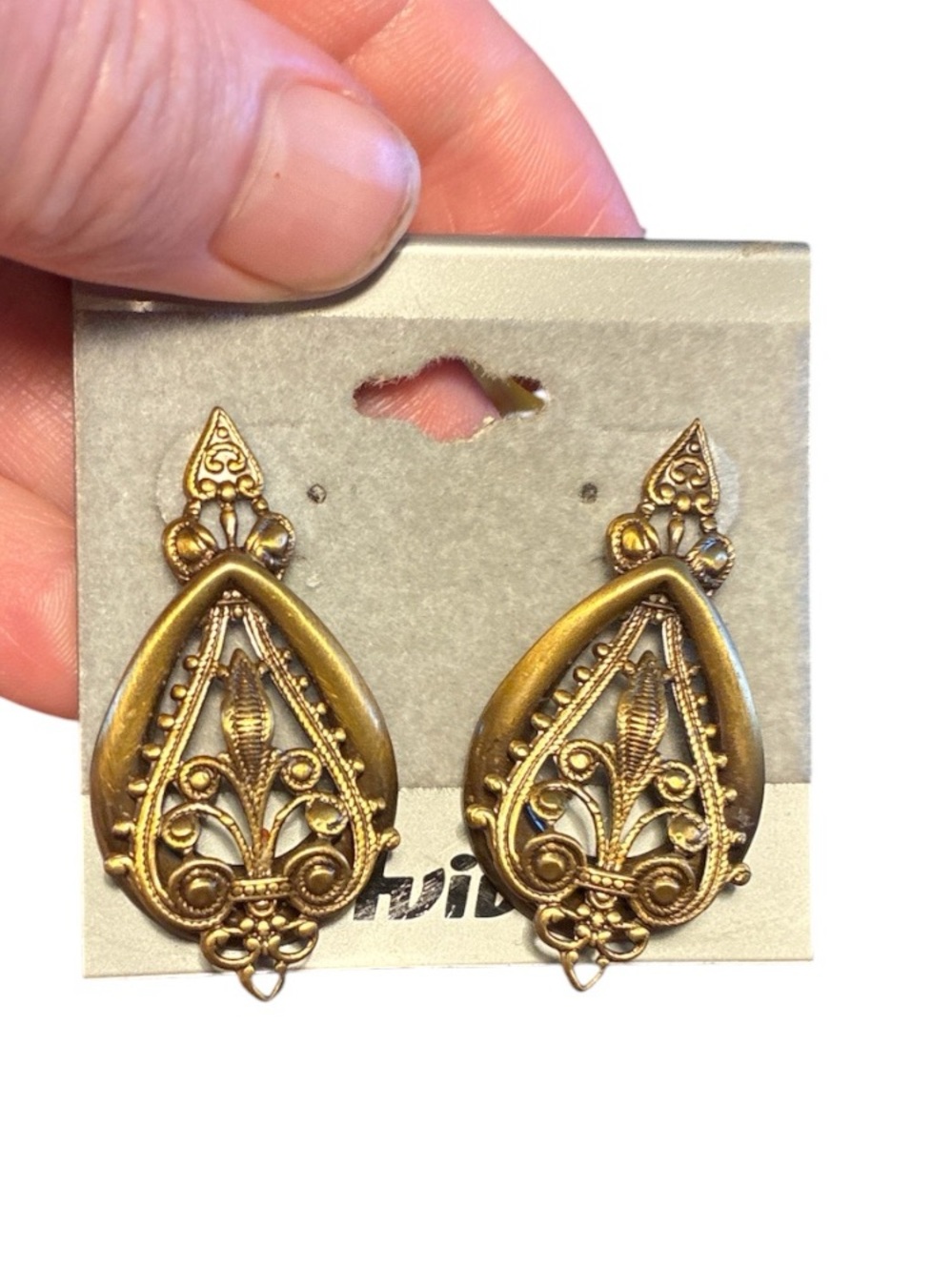 Aviva Filigree Teardrop Earrings in Bronze-Tone